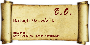 Balogh Ozsvát névjegykártya
